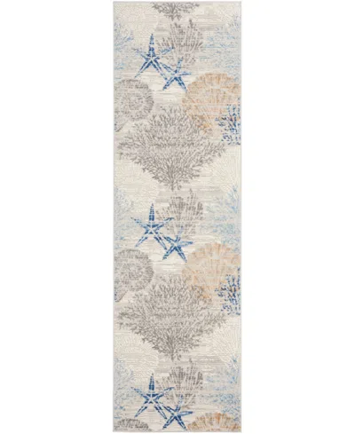 Nourison Home Seaside Sds04 2'3"x7'6" Runner Area Rug In Ivory,gray