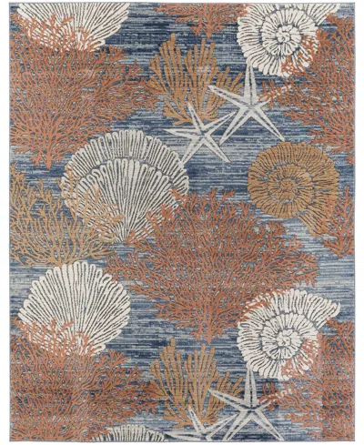 Nourison Home Seaside Sds04 7'10"x9'10" Area Rug In Blue,multi