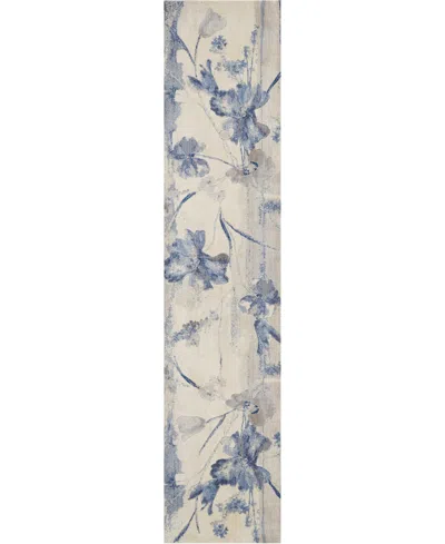 Nourison Home Somerset St18 2'3"x10' Runner Area Rug In Ivory,blue