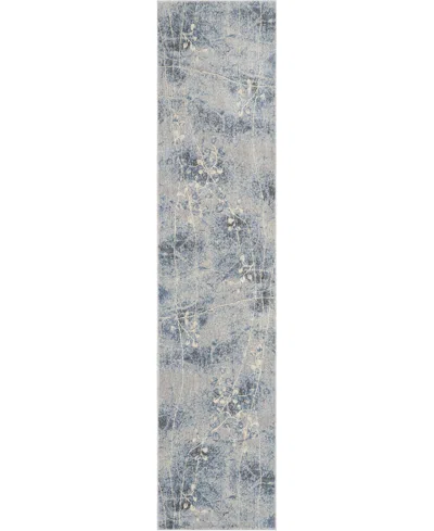 Nourison Home Somerset St74 2'3"x10' Runner Area Rug In Silver,blue