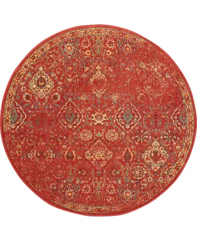 Nourison Home Somerset St90 5'6"x5'6" Round Area Rug In Brick