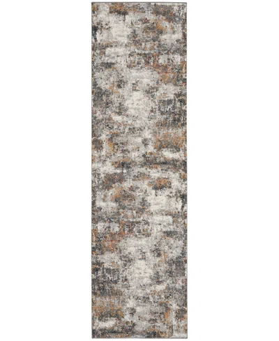 Nourison Home Tangra Tnr03 2'2"x7'6" Runner Area Rug In Gray,multi