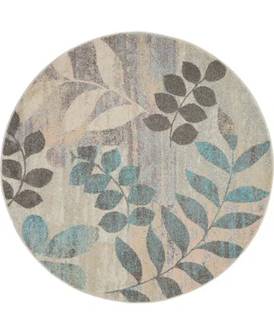 Nourison Home Tranquil Tra01 4'x4' Round Area Rug In Ivory,mist