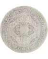 Nourison Home Tranquil Tra05 7'10"x7'10" Round Area Rug In Ivory,gray