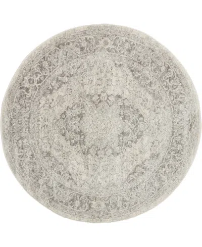 Nourison Home Tranquil Tra05 7'10"x7'10" Round Area Rug In Ivory,gray