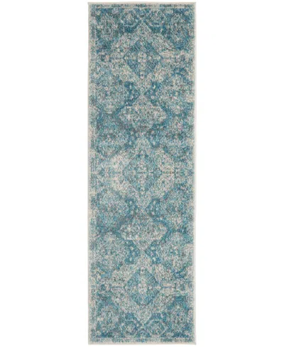 Nourison Home Tranquil Tra13 2'3"x7'3" Runner Area Rug In Mist,ivory