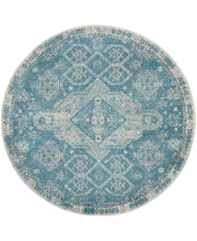 Nourison Home Tranquil Tra13 5'3"x5'3" Round Area Rug In Mist,ivory