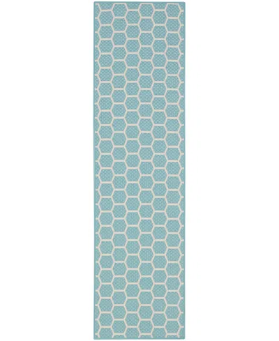 Nourison Home Twist Reversible Tws01 2'2"x8' Runner Area Rug In Aqua