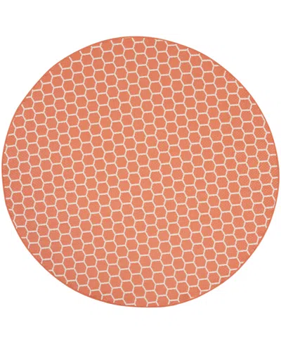 Nourison Home Twist Reversible Tws01 8'x8' Round Area Rug In Coral