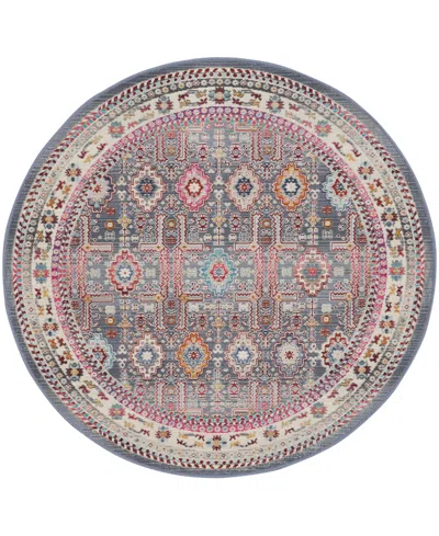 Nourison Home Vintage Kashan Vka05 4'x4' Round Area Rug In Gray,multi