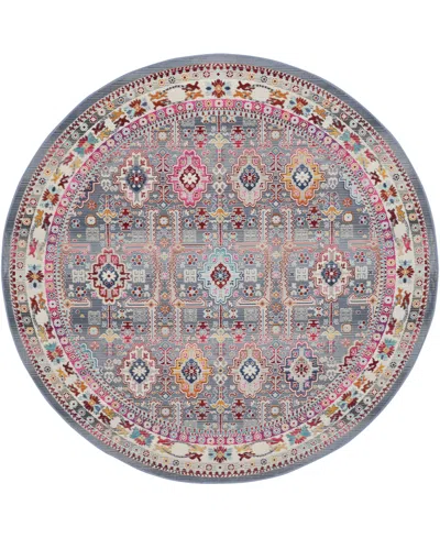 Nourison Home Vintage Kashan Vka05 6'x6' Round Area Rug In Gray,multi