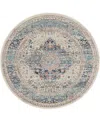 Nourison Home Vintage Kashan Vka07 4'x4' Round Area Rug In Ivory,blue