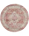Nourison Home Vintage Kashan Vka07 4'x4' Round Area Rug In Red,ivory