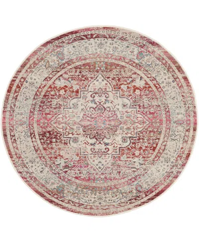 Nourison Home Vintage Kashan Vka07 4'x4' Round Area Rug In Red,ivory