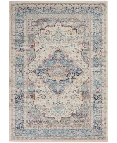 Nourison Home Vintage Kashan Vka07 4'x6' Area Rug In Ivory,blue