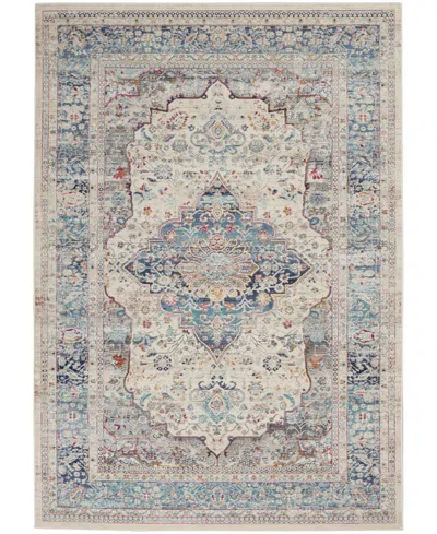 Nourison Home Vintage Kashan Vka07 5'3"x7'10" Area Rug In Ivory,blue