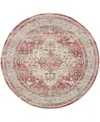 Nourison Home Vintage Kashan Vka07 6'x6' Round Area Rug In Red,ivory