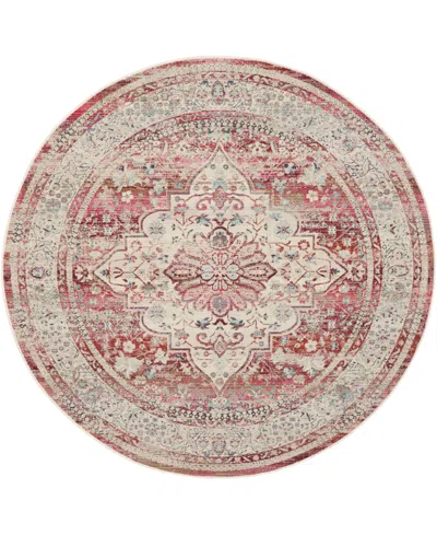 Nourison Home Vintage Kashan Vka07 6'x6' Round Area Rug In Red,ivory
