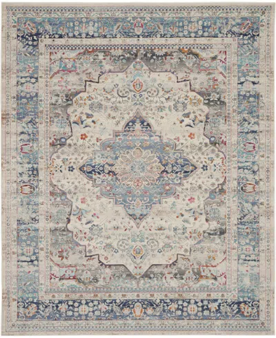 Nourison Home Vintage Kashan Vka07 7'10"x9'10" Area Rug In Ivory,blue