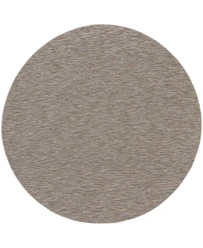 Nourison Home Washable Solutions Wsl01 8'x8' Round Area Rug In Gray,mocha