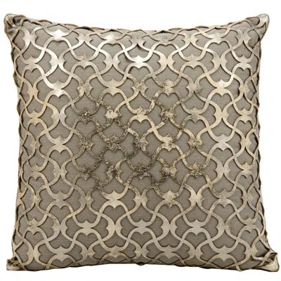 Nourison Laser  Romantic Laser Cut Pillow In Silver White