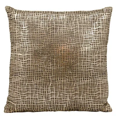 Nourison Laser Sitara Natural Leather Throw Pillow In Gold Beige