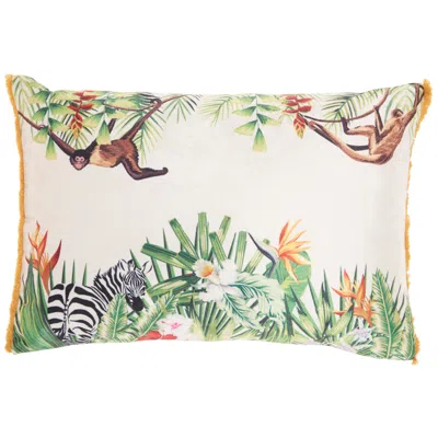Nourison Life Styles Multi-color Velvet Jungle 20" X 14" Throw Pillow