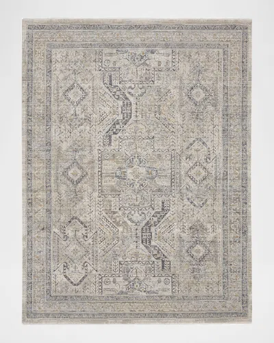 Nourison Lynx Gray/blue Power-loomed Rug In Brown