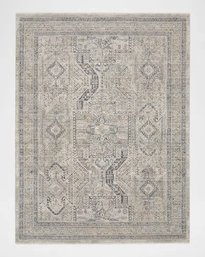 Nourison Lynx Gray/blue Power-loomed Rug In Brown