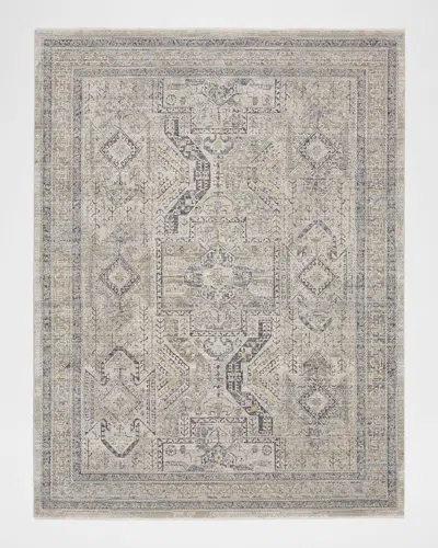 Nourison Lynx Gray/blue Power-loomed Rug In Brown