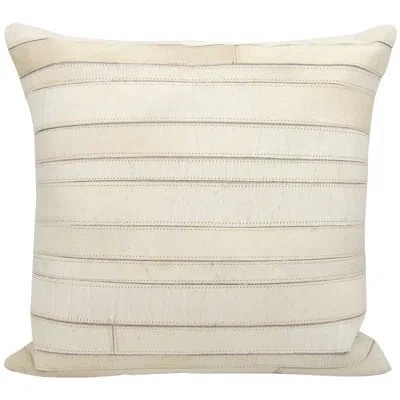Nourison Natural Leather And Hide Stripes Throw Pillow In Ivory