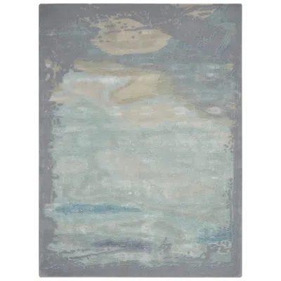 Nourison Prismatic Prs19 5'6"x7'5" Seafoam Silver Wool Area Rug