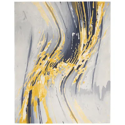 Nourison Prismatic Prs24 5'6"x7'5" Gray Gold Wool Area Ru