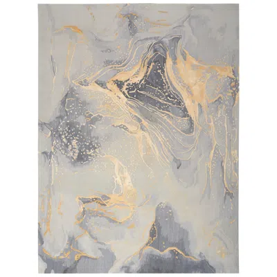 Nourison Prismatic Prs28 5'6"x7'5" Gray Gold Wool Area Ru