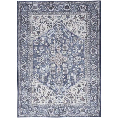 Nourison Rectangle Ncr01 Rectangle 5'3" X 7'3" Area Rug In Blue;white