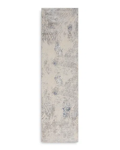 Nourison Silky Textures Sly06 Runner Area Rug, 2'2 X 7'6 In Blue/cream