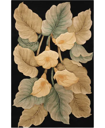 Nourison Tropics Ts08 Black 7'6" X 9'6" Area Rug