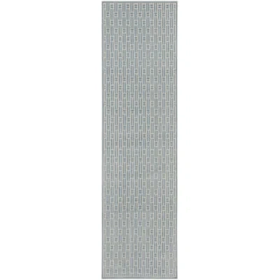 Nourison Washable Charm 3' X 5' Blue Ivory Modern Indoor Rug In Blue;ivory
