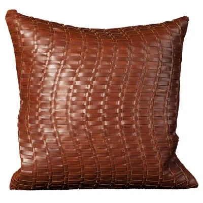 Nourison Woven Leather Throw Pillow