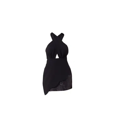 Noushella Women's Bract Halter Neck Dress In Black
