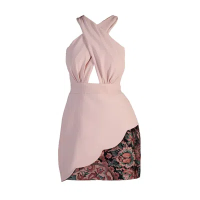 Noushella Women's Bract Halter Neck Dress In Blush