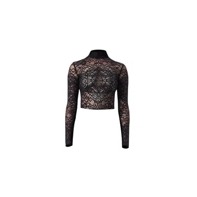 Noushella Women's Helena High Neck Lace Blouse In Black