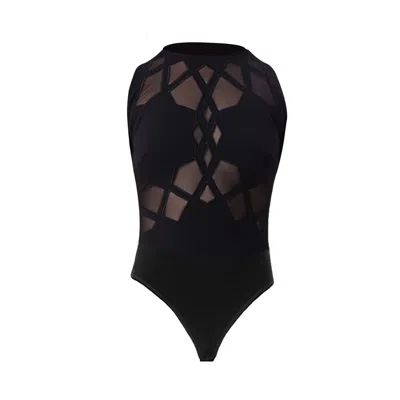 Noushella Women's Lumiere Mesh Leotard In Black