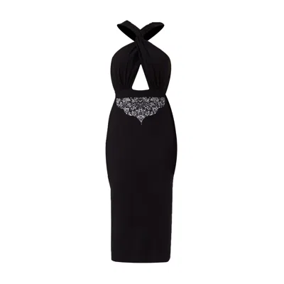 Noushella Women's Vivida Halter Neck Dress In Black
