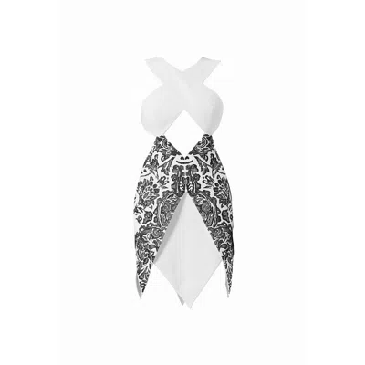 Noushella Women's Black / White Lovelight Halter Neck Dress In White In White/black