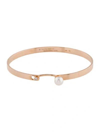 Pre-owned Nouvel Heritage 18k Diamond & Pearl Lunch With Mom Mood Bangle Bracelet, 5.25" In Multi