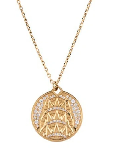 Pre-owned Nouvel Heritage 18k Diamond Chrysler Medallion Pendant Necklace, 18.5" In Multicolor
