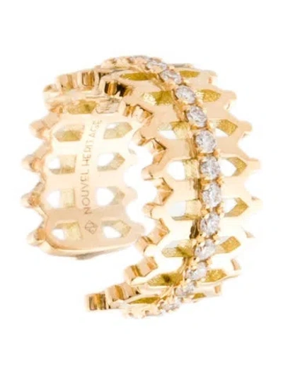 Pre-owned Nouvel Heritage 18k Diamond Double Some Ear Cuff In Multi