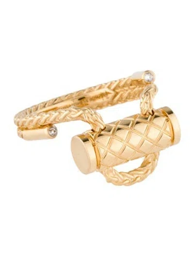 Pre-owned Nouvel Heritage 18k Diamond Gold Latch Ring In Multicolor