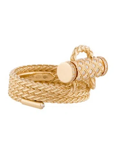 Pre-owned Nouvel Heritage 18k Diamond Paved Latch Ring In Multicolor